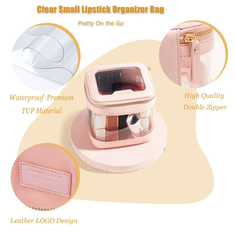 Rownyeon TPU Clear Makeup Case 2020 New Design Cosmetic Lipstick Storage Organizer Zippers - Image 5