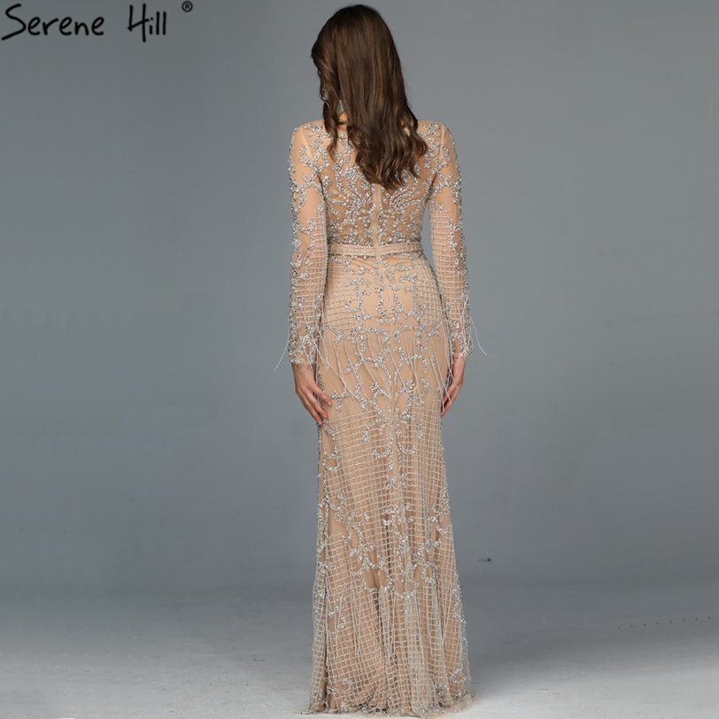 SERNE HILL Dubai Luxury Muslim Tassel Beading Long Evening Dresses Party Formal Gowns For Woman 2021 Plus Size LA60707 - Image 4