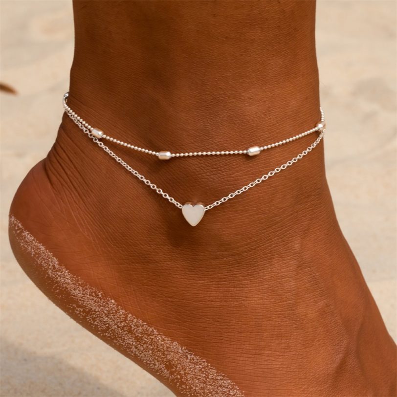 Simple Heart Female Anklets Barefoot Crochet Sandals Foot Jewelry Leg New Anklets On Foot Ankle Bracelets For Women Leg Chain - Image 2