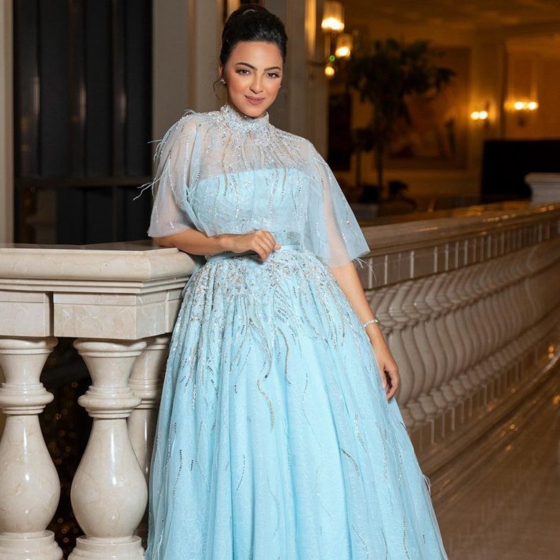 Sky Blue Celebrity Dubai Caftan Evening Dress Saudi Arabia Wedding Dress With Applique Sequined Strapless Ballgown Custom Made - Image 6