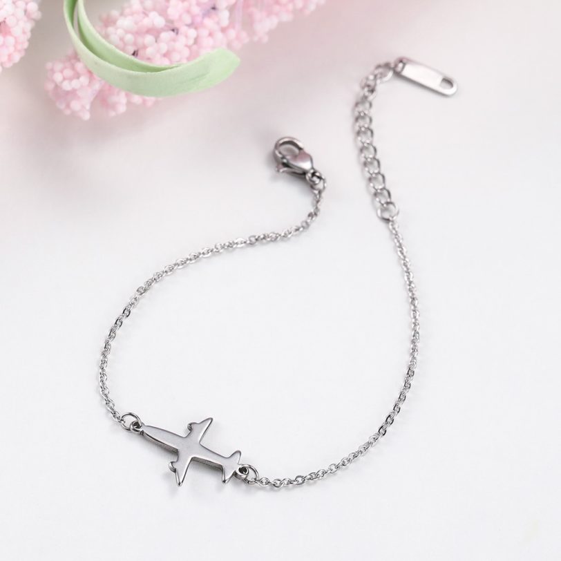 Skyrim Plane Charm Bracelet Stainless Steel Aircraft Airplane Adjustable Chain Link Bracelets Pulsera Jewelry Gift for Women - Image 3