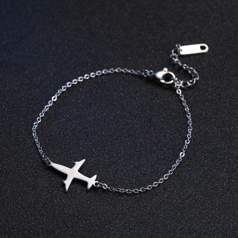 Skyrim Plane Charm Bracelet Stainless Steel Aircraft Airplane Adjustable Chain Link Bracelets Pulsera Jewelry Gift for Women - Image 2