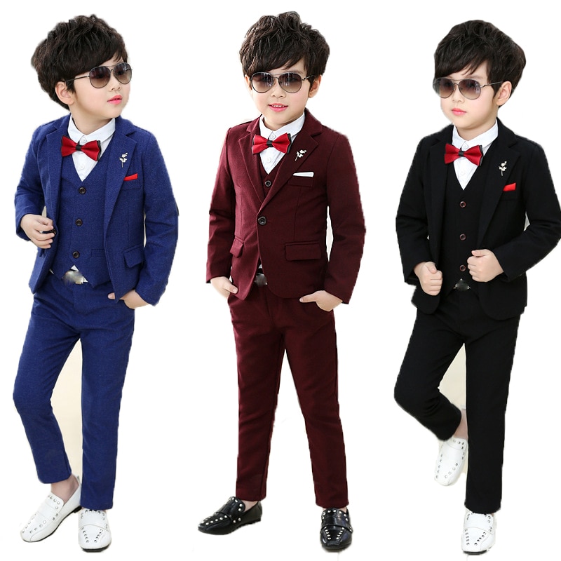 Spring Autumn 3pcs Children s Formal Suit Sets Flower Boys Wedding Party Pearfomance Costume Kids Blzer