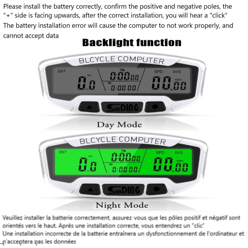 Sunding Bicycle Computer Wireless Digital Lcd Backlight Speedometer Stopwatch Speedometer Bicycles Accessories Sd558c Wired/558a - Image 4