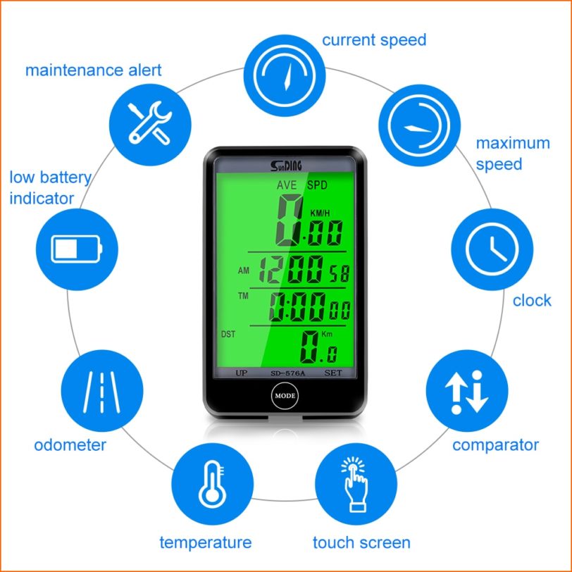 Sunding Bike Wired Computer Speedometer Odometer Cycling Bicycle Waterproof Measurable Temperature Clock Sports Accessories 576A - Image 3