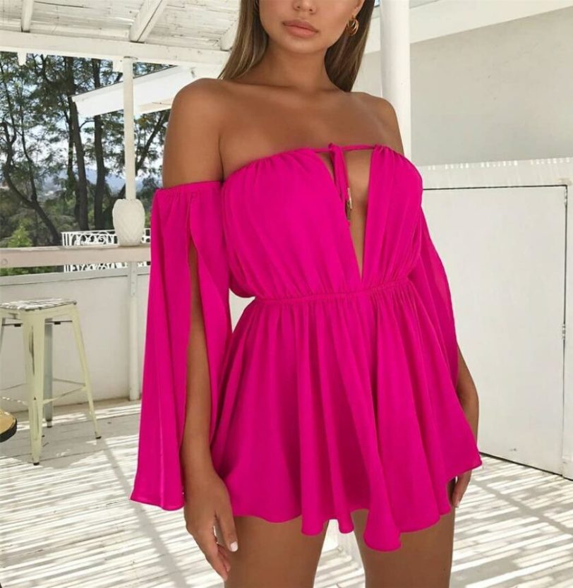 Townlike Off Shoulder Long Sleeve Sexy Dress Women Mini Night Club Party Dress Backless Slash Neck Bodycon Summer Dress Vestido - Image 4