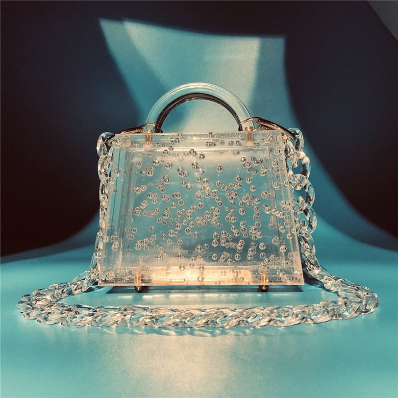 Transparent Bubble Acrylic Evening Bag Women 2020 New Top Handle Clear Clutch Purse Female Acrylic Chain Crystal Handbag Quality - Image 2