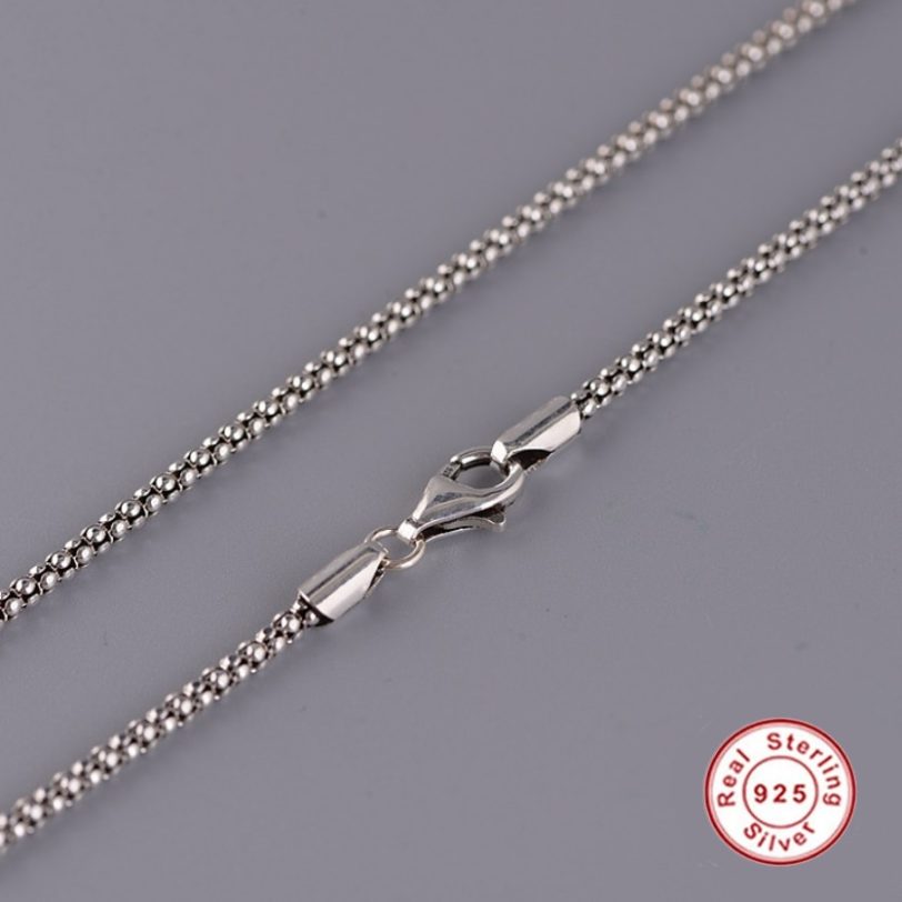 True Silver Popcorn Necklace Men Women S925 Sterling Silver Corn Necklace Girls Thai Silver Long Chain Pendant Necklace Jewelry