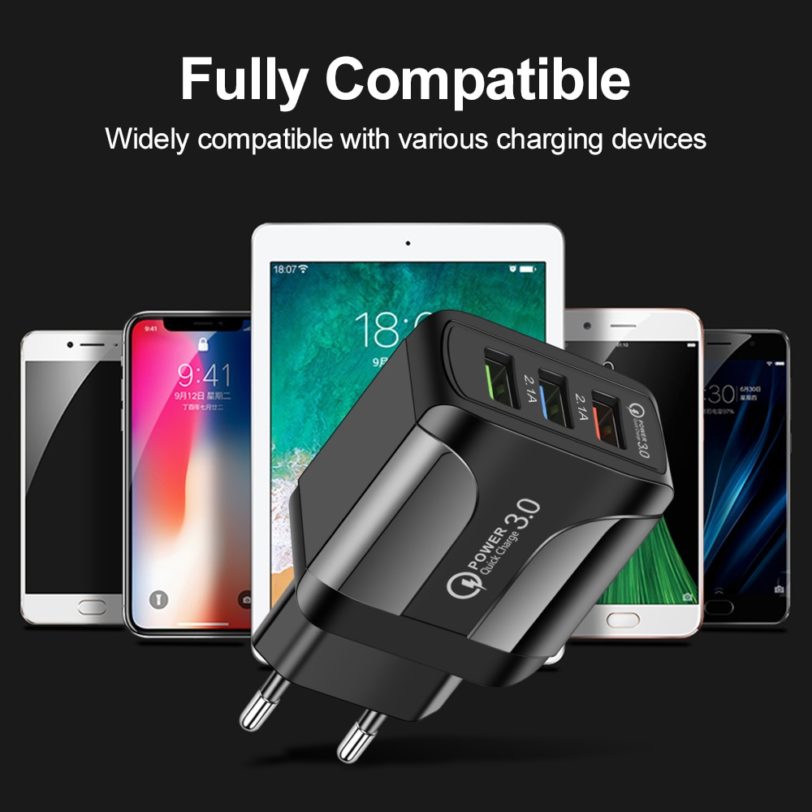 USB Mobile Phone Chargers Universal Adapter 5V Travel 3 USB Port Power Supply Charger PC UK/EU/US QC3.0 For iPhone Xiaomi Huawei - Image 5