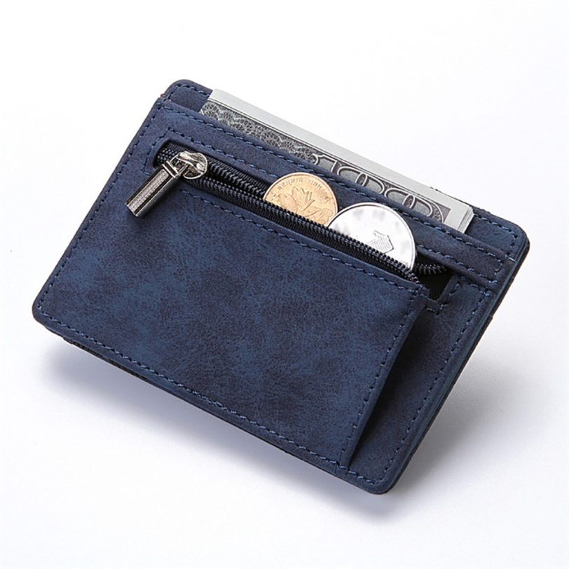 Ultra Thin 2020 New Men Male PU Leather Mini Small Magic Wallets Zipper Coin Purse Pouch 2
