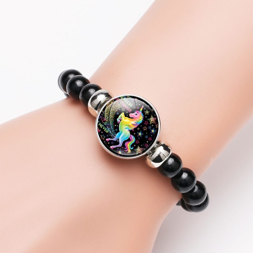 Unicorn Beads Bracelets 18mm Snap Holder Buttons Dome Cabochon Flamingos Charms Trendy Bracelets Girls Women Boy Jewelry Gift - Image 2