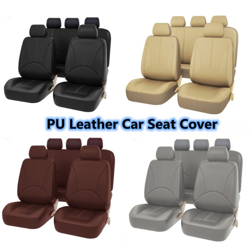 Universal Car Seat Cover Protector PU Leather Front Rear Seat Back Cushion Pad Mat Backrest for