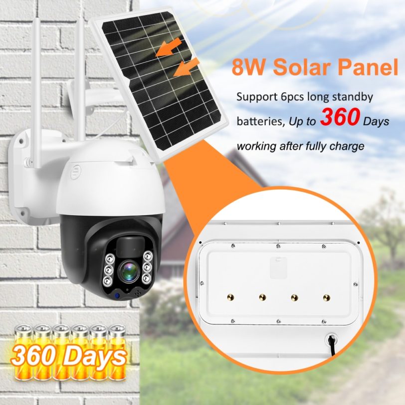 WIFI IP Battery Camera 3MP HD 8W Solar Panel Powered PTZ Security CCTV Surveillance Outdoor Rechargeable Battery Wireless camera - Image 2