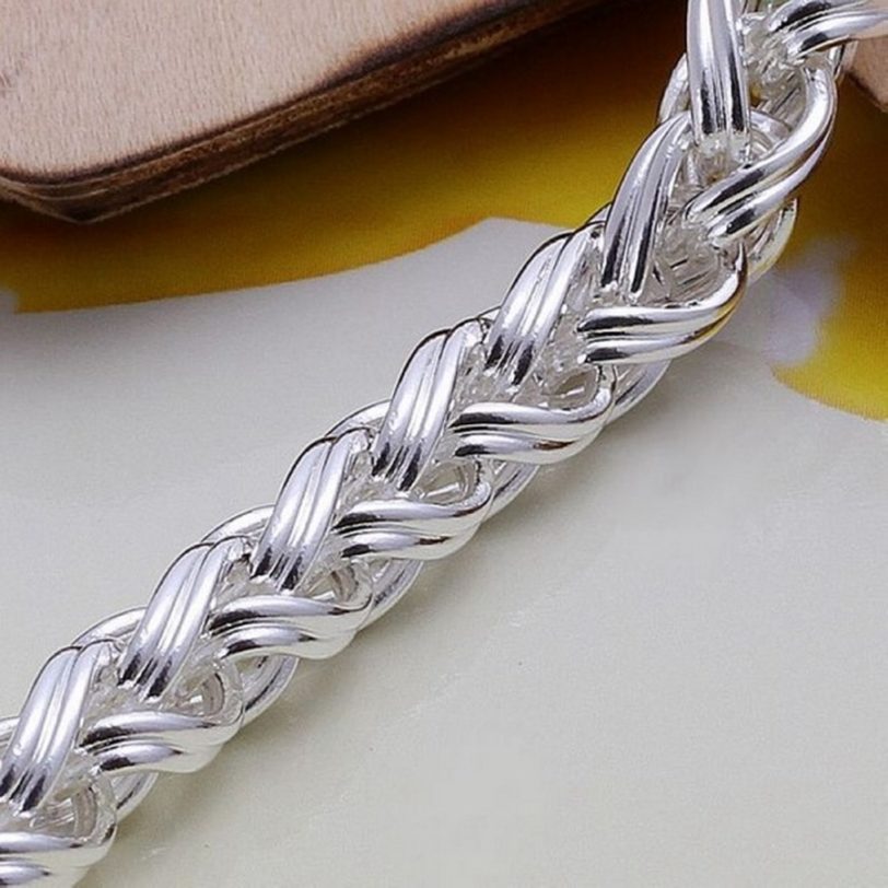 Wholesale 925 Sterling Silver Bracelets Jewelry chain women lady men 6mm 4MM high quality valentine gift beautiful factory price - Image 4