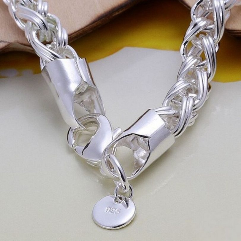 Wholesale 925 Sterling Silver Bracelets Jewelry chain women lady men 6mm 4MM high quality valentine gift beautiful factory price - Image 2