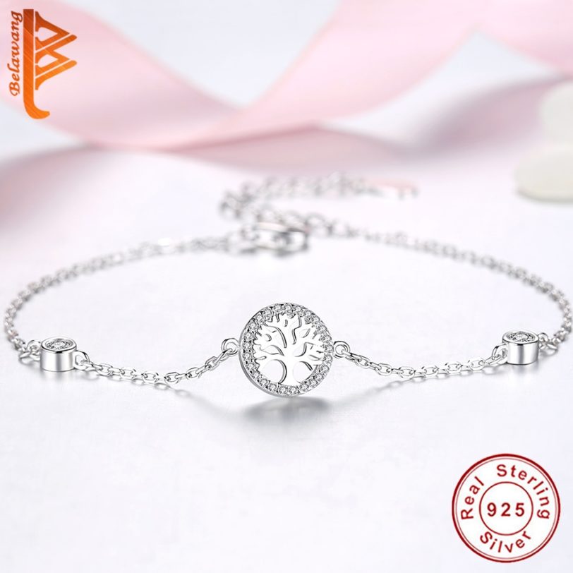 Winter Fashion 925 Sterling Silver Tree of Life Family Tree Clear CZ Charm Bracelet for Women Girls Party Christmas Jewelry Gift - Image 5