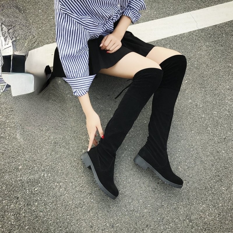 Womanboots Over The Knee Boots Woman Luxury Fashion Autumn and Winter Shoes Stretch Fabric Comfortable