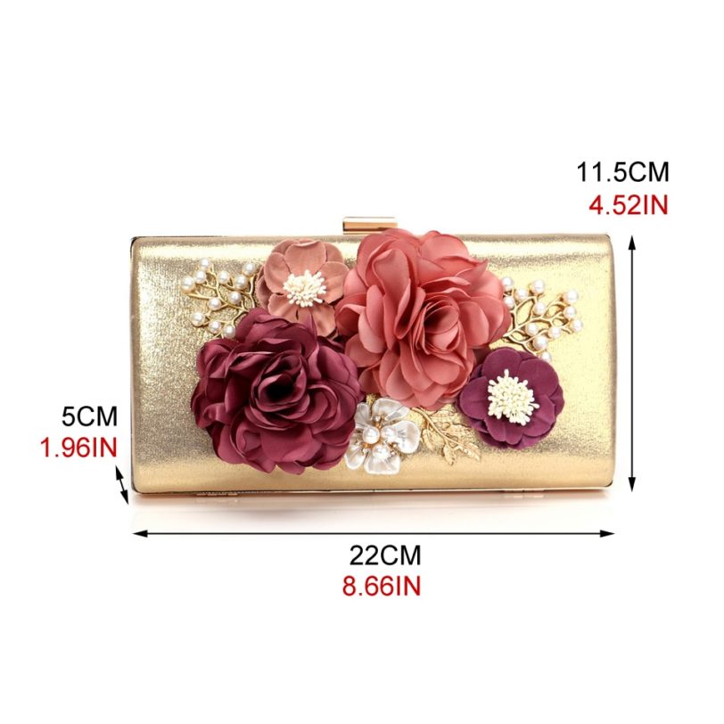 Women Flower Evening Bags Diamonds Metal Beading Day Clutch Wedding Bridal Female New Design Handbags - Image 3