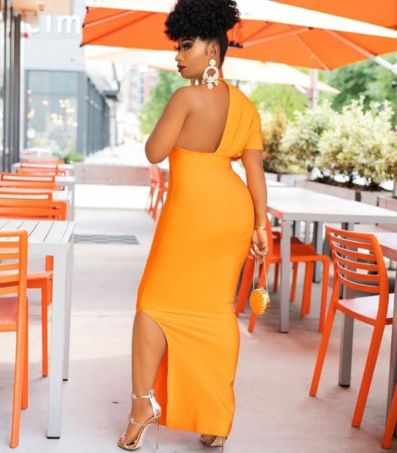 Women Luxury Sexy Short Sleeve V Neck Orange Maxi Long Bandage Dress 2021 Designer Fashion Evening Party Dress Club Vestido - Image 4