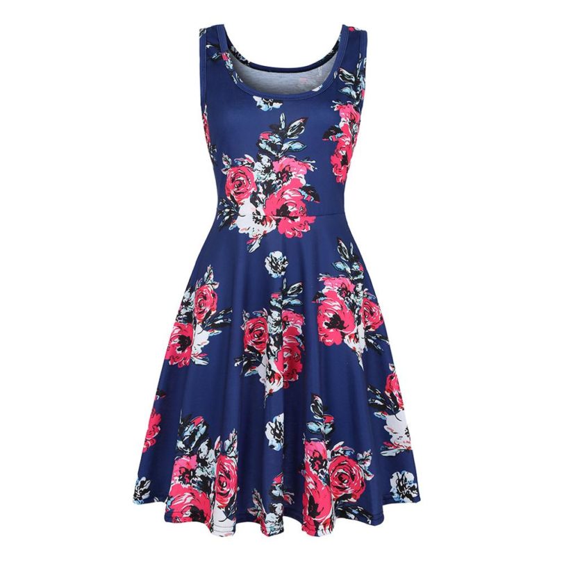 Women Summer Dresses Plus Size Women Sleeveless Sunflower Print Summer Beach A Line Casual Dress Party Dress vestidos fem - Image 3