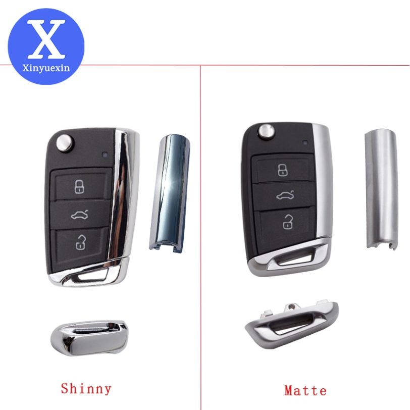 Xinyuexin Folding Car Key Shell for Vw Gollf 7 MK7 for Skoda Octavia A7 for Seat Remote Keyless Auto Metal Part for Golf Mk7