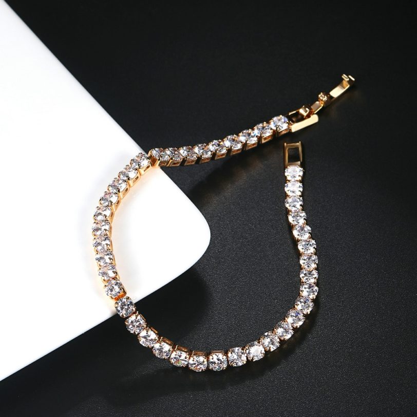 ZHOUYANG Bracelets For Women Simple Luxury Round Zircon Light Gold Color Bangle Chain Wedding Girls Gift Wholesale Jewelry H074 - Image 2