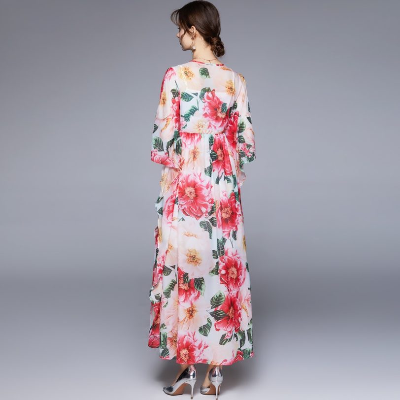 ZUOMAN Women Summer Elegant Floral Dress Festa High Quality Long Wedding Party Robe Femme Vintage Designer Chiffon Vestidos - Image 3