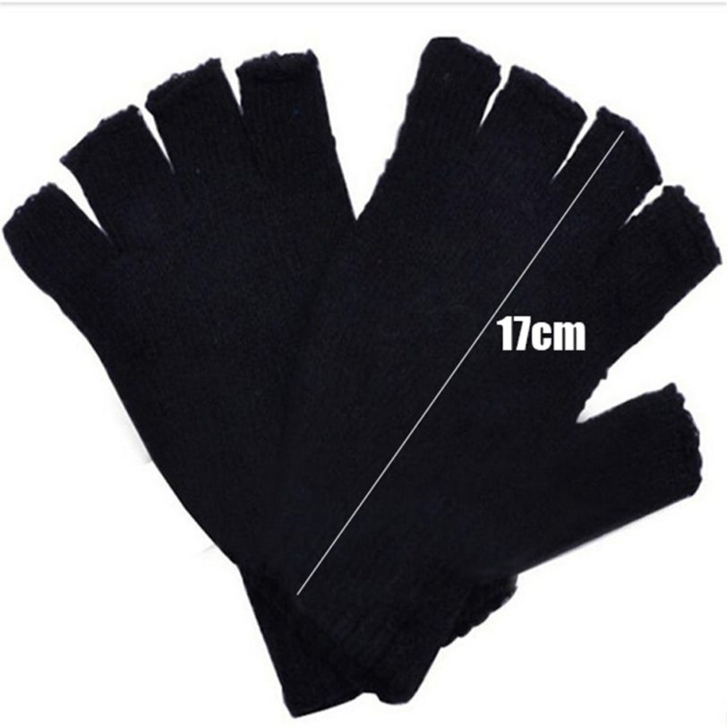 1 Pair Half Finger Fingerless Gloves Men/Women Black Warm Knitted Stretch Elastic Winter Outdoor Equipment Cycling Accessories - Image 6