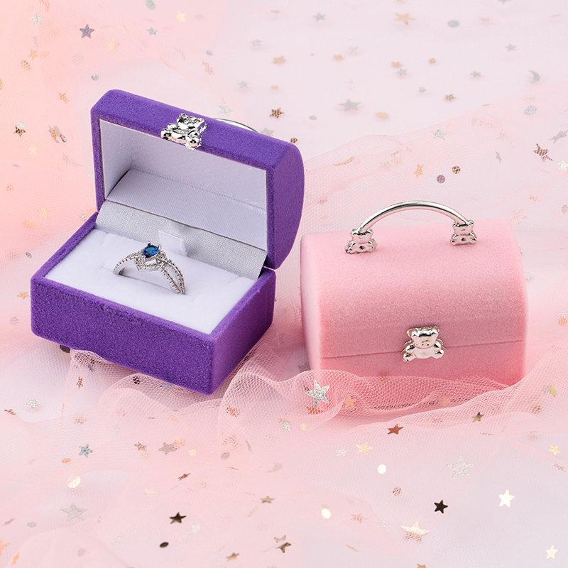 1 Piece Small Jewelry Box Velvet wedding Ring box Necklace Display Box Cute Bear Gift box 1