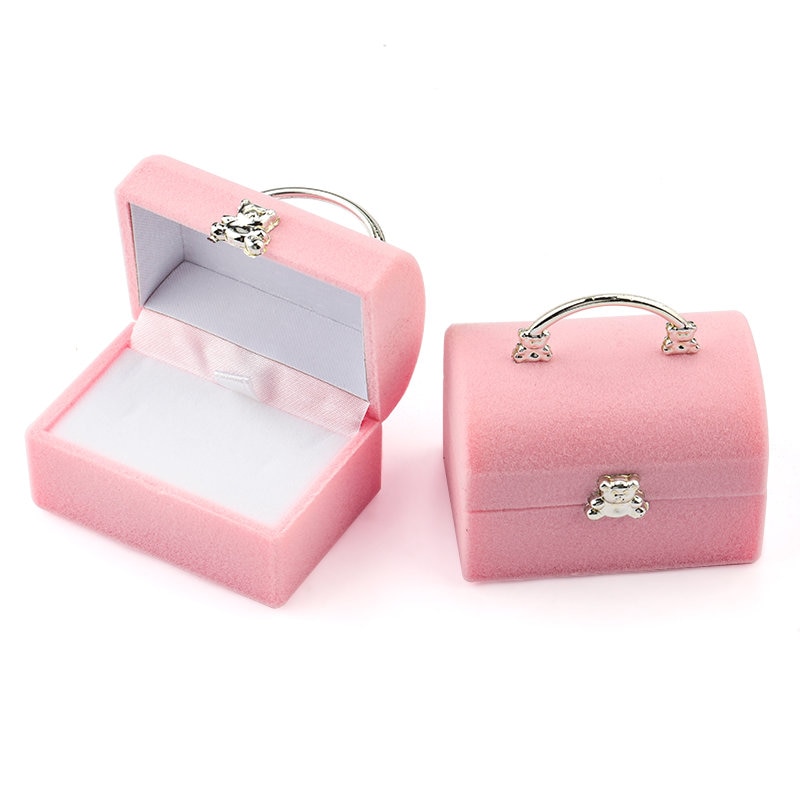 1 Piece Small Jewelry Box Velvet wedding Ring box Necklace Display Box Cute Bear Gift box 2