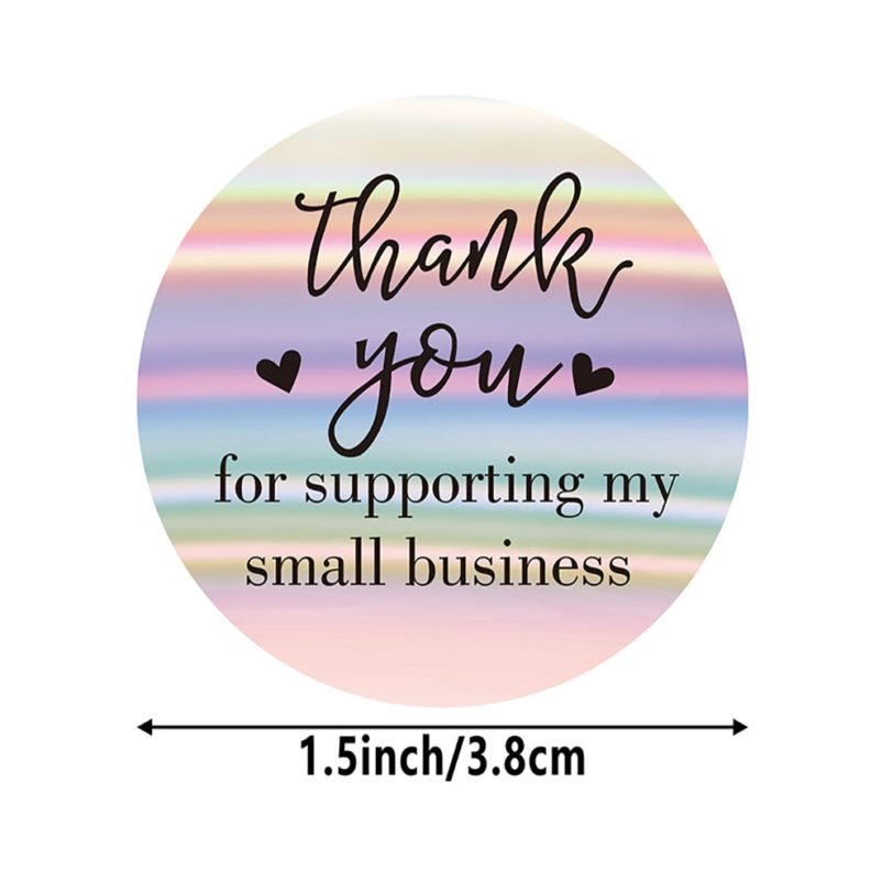 100-500pcs 1.5Inch Thank You For Supporting My Small Business Stickers Rainbow Laser Stickers For Staionery Packaging Box Lables - Image 2