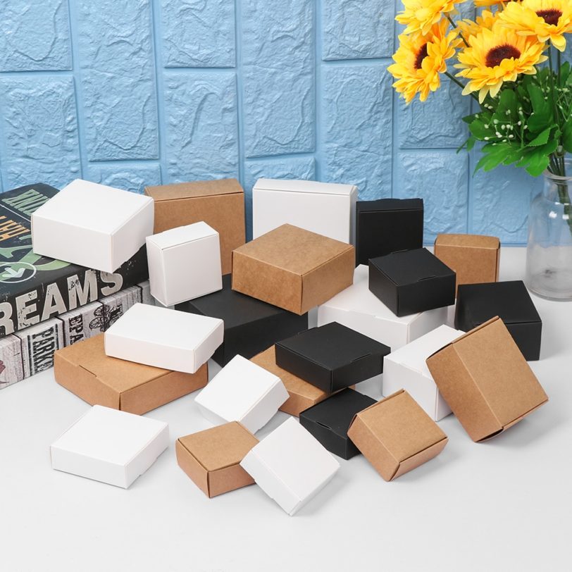 10PCS White Black Craft Paper Gift Box Packaging Jewelry Box Small Kraft Paper Box Brown Cardboard Handmade Soap Box 7 Size - Image 3