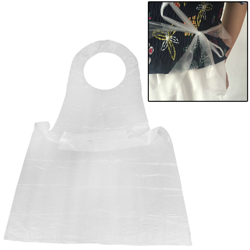 10pcs bag Disposable Apron Waterproof Oil Proof Plastic Aprons Portable Clear Poly Salon Painting Cooking Cover 1