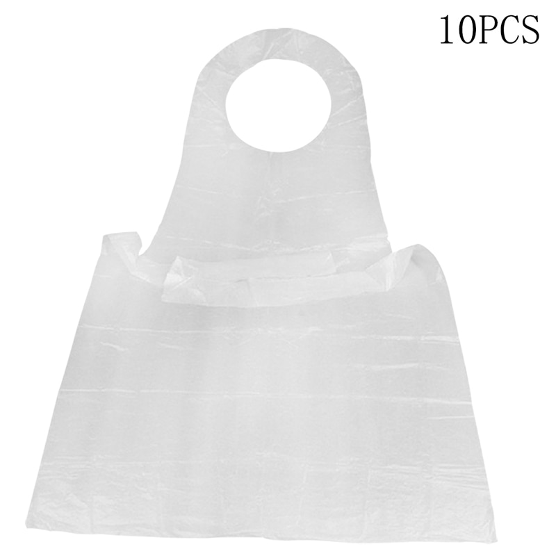 10pcs bag Disposable Apron Waterproof Oil Proof Plastic Aprons Portable Clear Poly Salon Painting Cooking Cover 2
