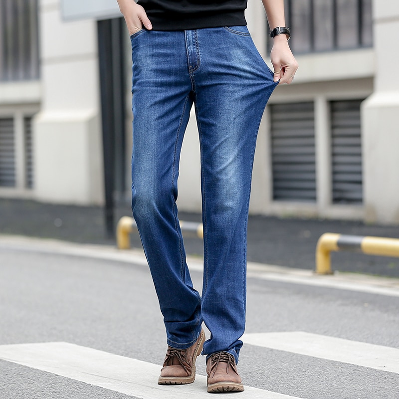 120cm lengthen Jeans Mens Summer Thin Elastic Jeans Just for Tall 190cm 200cm 180cm 210cm Men 2