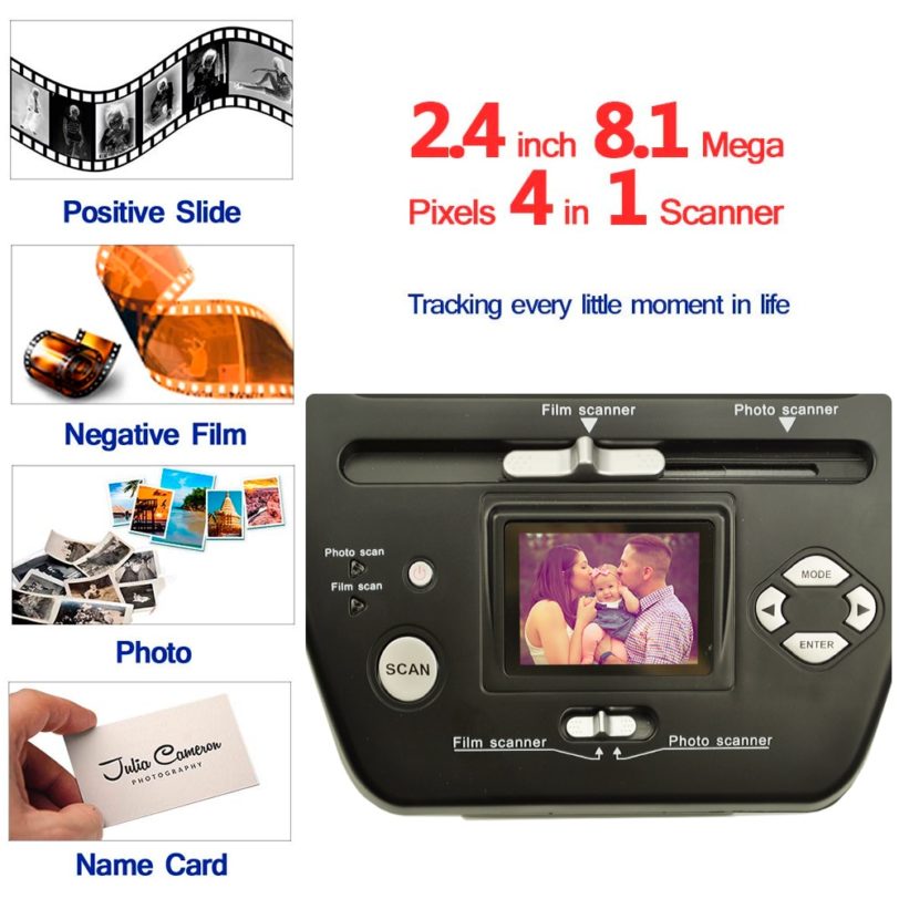 16 Mega Pixels Digital Photo Film Scanner 4 in 1 Scanner Convert 35mm 135 Slide Negative Scanner Name Card Scanner 2.4 inch LCD - Image 2