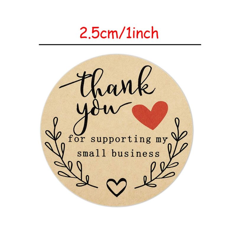 1Inch Natural Kraft Olive Branch "thank you for supporting my small business" Labels Sticker Paper DIY Decoration Gift Card/Box - Image 2