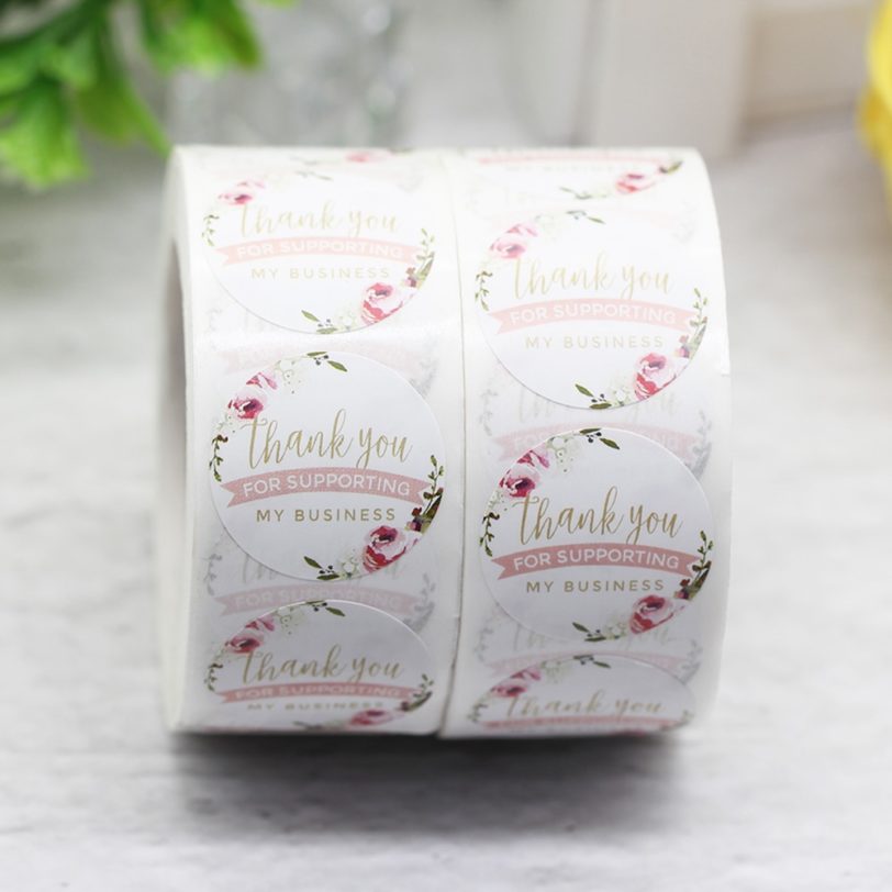 1Inch Round Floral Thank You Stickers Flowers Label Sticker For Wedding Envelope Business Card Gift Box Decoration 500pcs/roll - Image 4