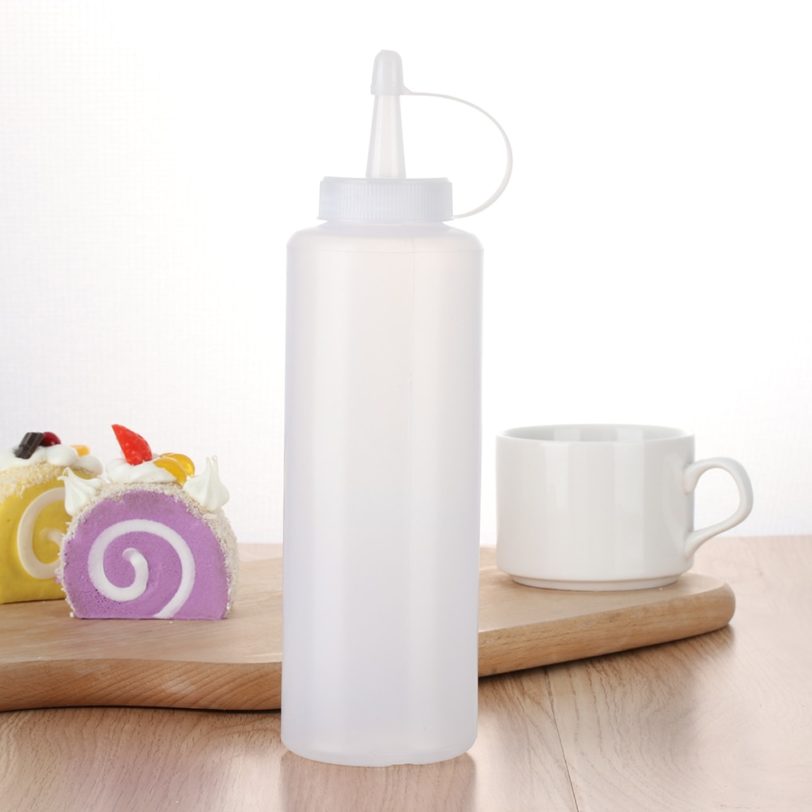 1PC White Plastic Squeeze Bottle With Cap Dispenser Bottle Bread Dessert Baking Accessory Cake Decorating Kitchen Gadget Tool - Image 4