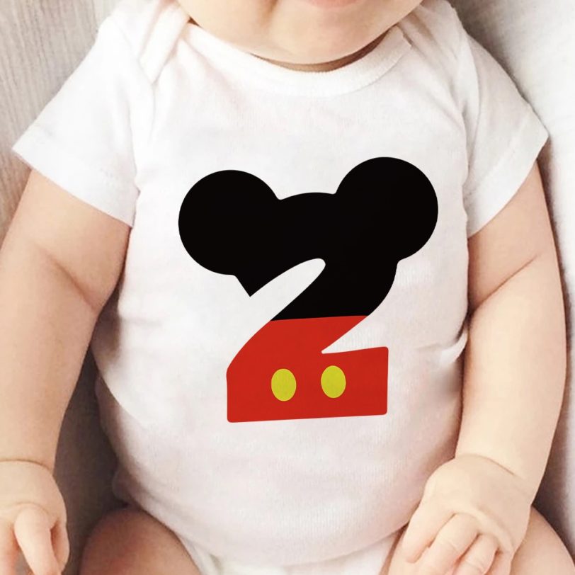 1st Birthday Baby Jumpsuit For Boys Girls Tshirt Mickey Mouse Number Clothes 1 2 Years Infant Jumpsuit Fashion T Shirt 0-24M - Image 2