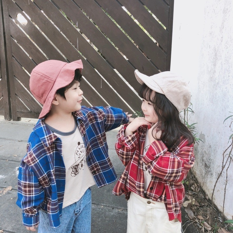2 3 4 5 6 Years Kids Shirts Fashion Casual Korean Plaid Long Sleeve Tops Fpr