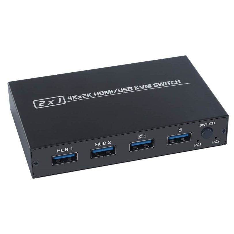 2-Port HDMI USB KVM 4K Switch Splitter For Shared Monitor Keyboard And Mouse Adaptive EDID / HDCP Printer Plug And Play - Image 2