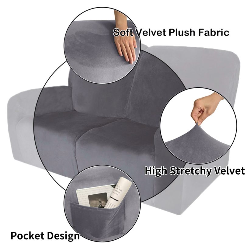 2 Seat Recliner Sofa Chair Cover All-inclusive Non-slip Sofa Couch Cover Slipcover Elastic Recliner Massage Sofa Protector - Image 3