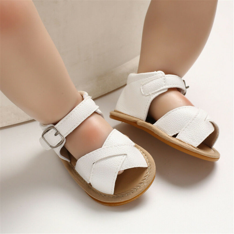 2019 Baby Summer Shoes Newborn Infant Baby Girls Boys Sandals Shoes Solid Non-slip PU Leather Breathable Toddler Shoes 0-18M - Image 5