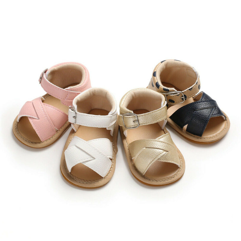 2019 Baby Summer Shoes Newborn Infant Baby Girls Boys Sandals Shoes Solid Non-slip PU Leather Breathable Toddler Shoes 0-18M - Image 2