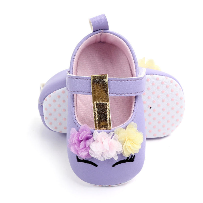 2019 Brand New Toddler Baby Girls Flower Unicorn Shoes PU Leather Shoes Soft Sole Crib Shoes Spring Autumn First walkers 0-18M - Image 3