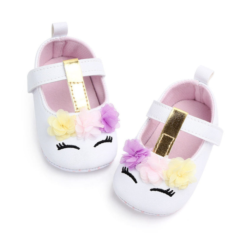 2019 Brand New Toddler Baby Girls Flower Unicorn Shoes PU Leather Shoes Soft Sole Crib Shoes Spring Autumn First walkers 0-18M - Image 5