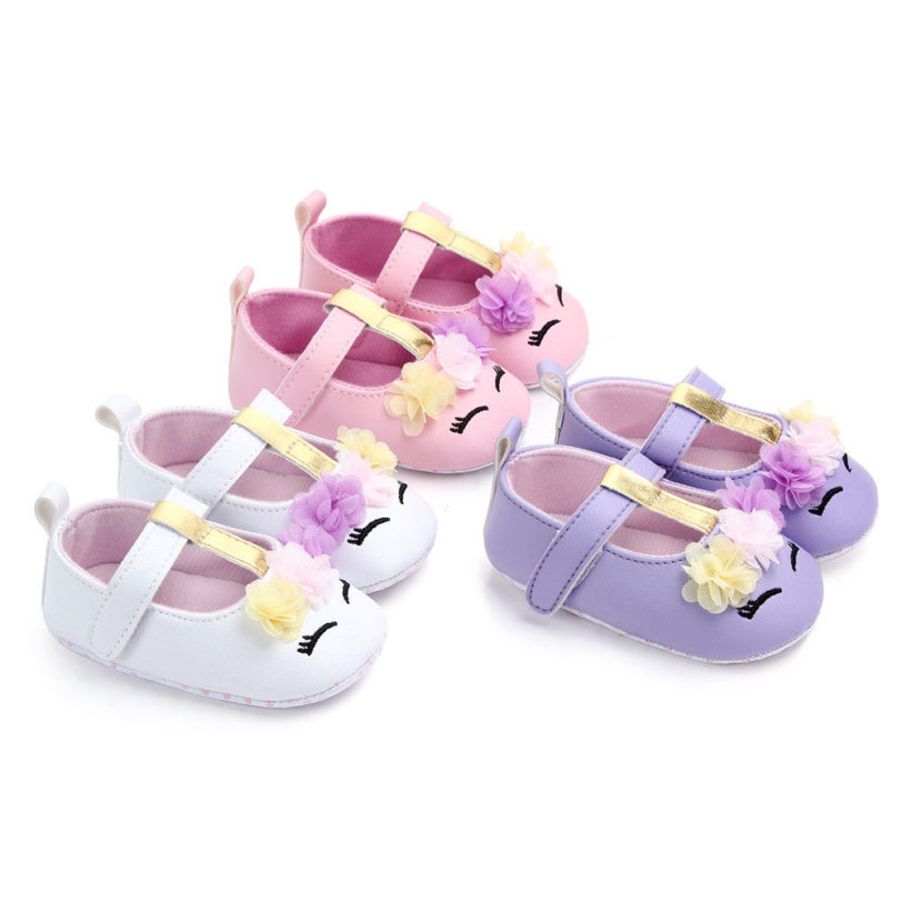 2019 Brand New Toddler Baby Girls Flower Unicorn Shoes PU Leather Shoes Soft Sole Crib Shoes Spring Autumn First walkers 0-18M - Image 6