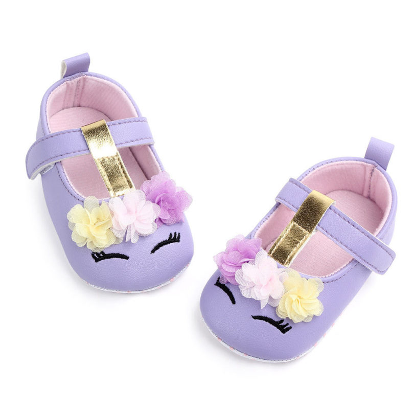 2019 Brand New Toddler Baby Girls Flower Unicorn Shoes PU Leather Shoes Soft Sole Crib Shoes Spring Autumn First walkers 0-18M - Image 2