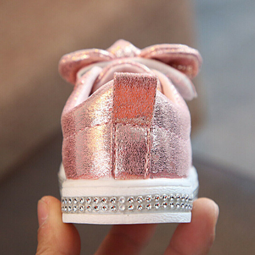 2019 Children Four Season Shoes 1-3 Years Toddler Baby Girls Bow Sequin Crib Shoe Trend Casual Shoes Glitter Bowknot Dress Shoes - Image 3